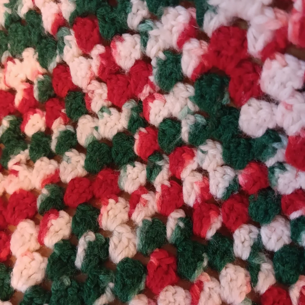 Handmade Christmas Crochet/Knit Small Afghan.  52